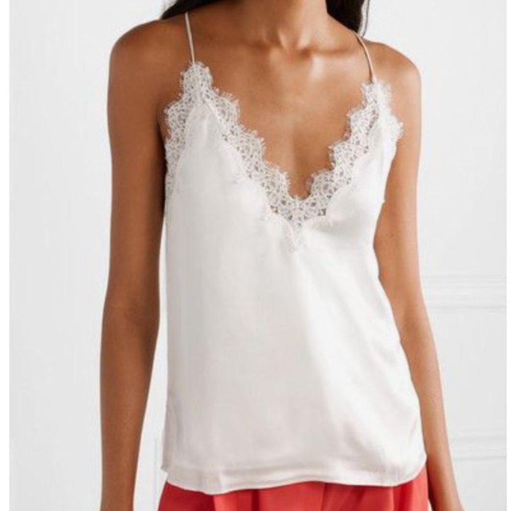 The Everly lace-trimmed silk-charmeuse camisole